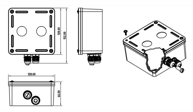 Hyperline SBB-IE-2-SL Коробка настенного монтажа для 2-х промышленных модулей, IP67, нержавеющая сталь