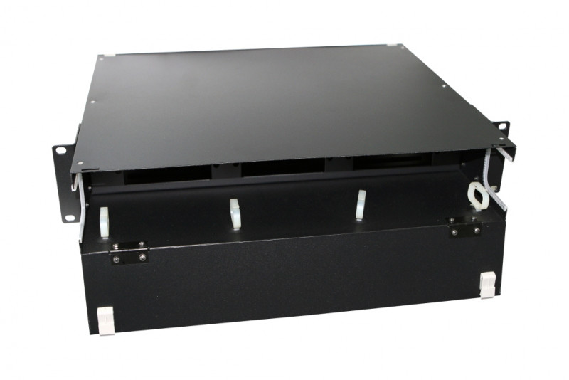 Hyperline FO-19BX-2U-F0-6xSLT-W120H32-EMP Патч-панель 19” универсальная, пустой корпус, 2U, фиксированная рама горизонтальная, 6 слотов (3х2), вмещает 6 FPM панелей с адаптерами или 6 CSS оптических кассет 120х32 мм