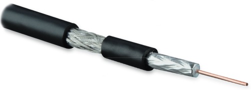 Hyperline COAX-SAT703N-BK-100 (100 м) Кабель коаксиальный RG-6, 75 Ом (ТВ, SAT, CATV), однопроволочная жила 17 AWG, 1.13 мм, медь, экран оплетка (45%) и фольга, внешний диаметр 6.6 мм, PVC, -20°C – +75°C, черный