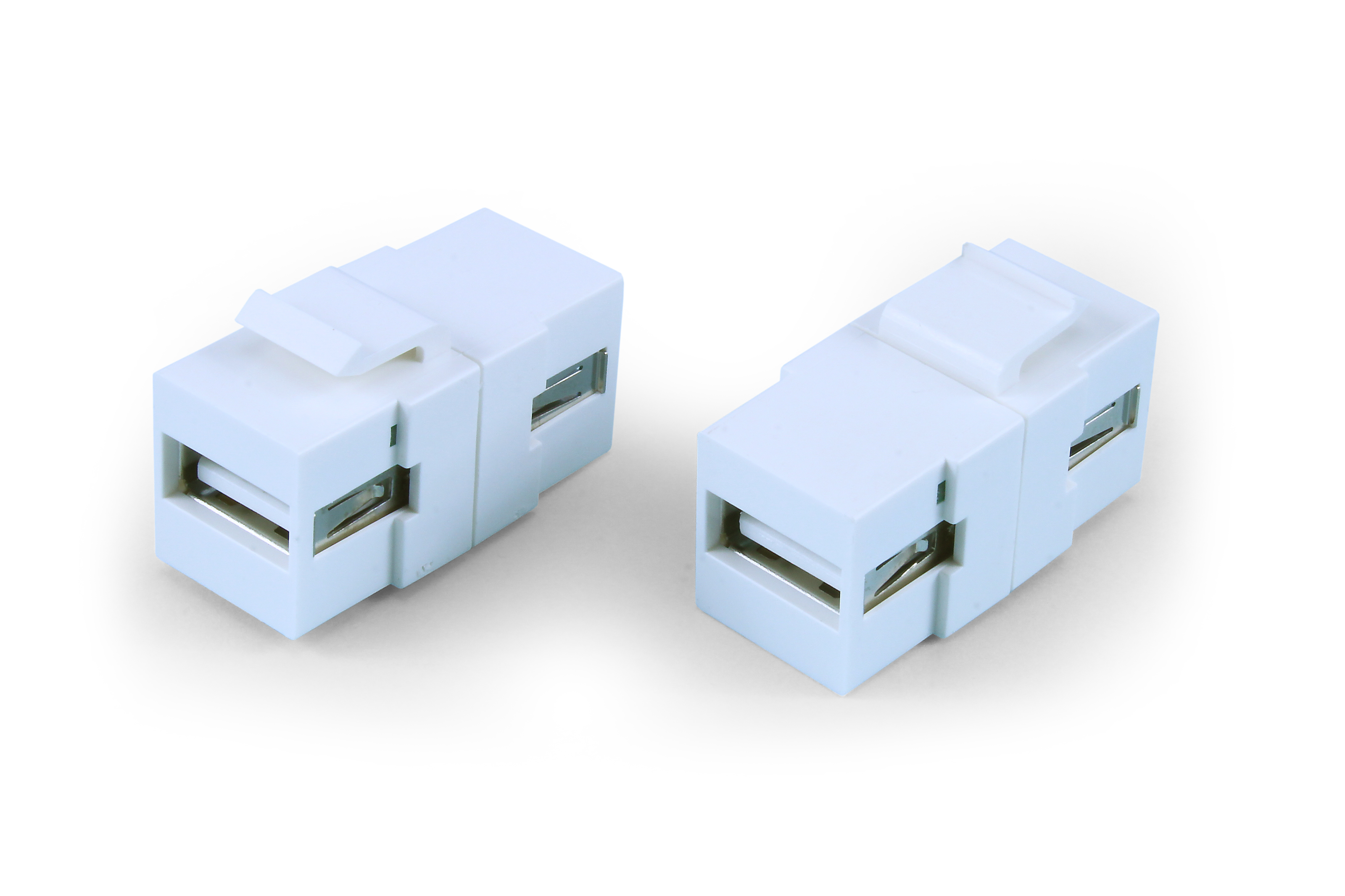 Hyperline KJ1-USB-A2-WH Вставка формата Keystone Jack с проходным адаптером USB 2.0 (Type A), ROHS, белая